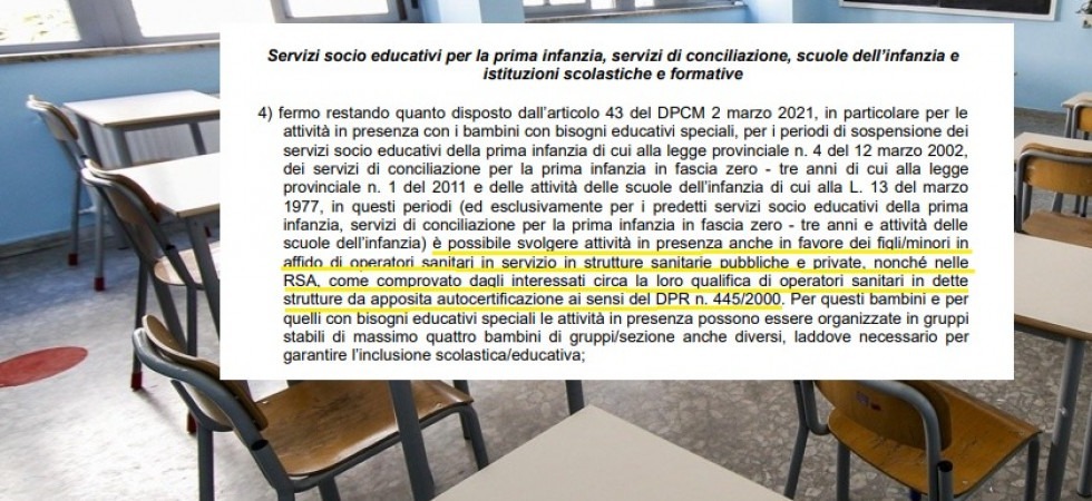 Coronavirus, in zona rossa asili nido e materne aperte per i figli degli operatori sanitari, compresi quelli delle Rsa